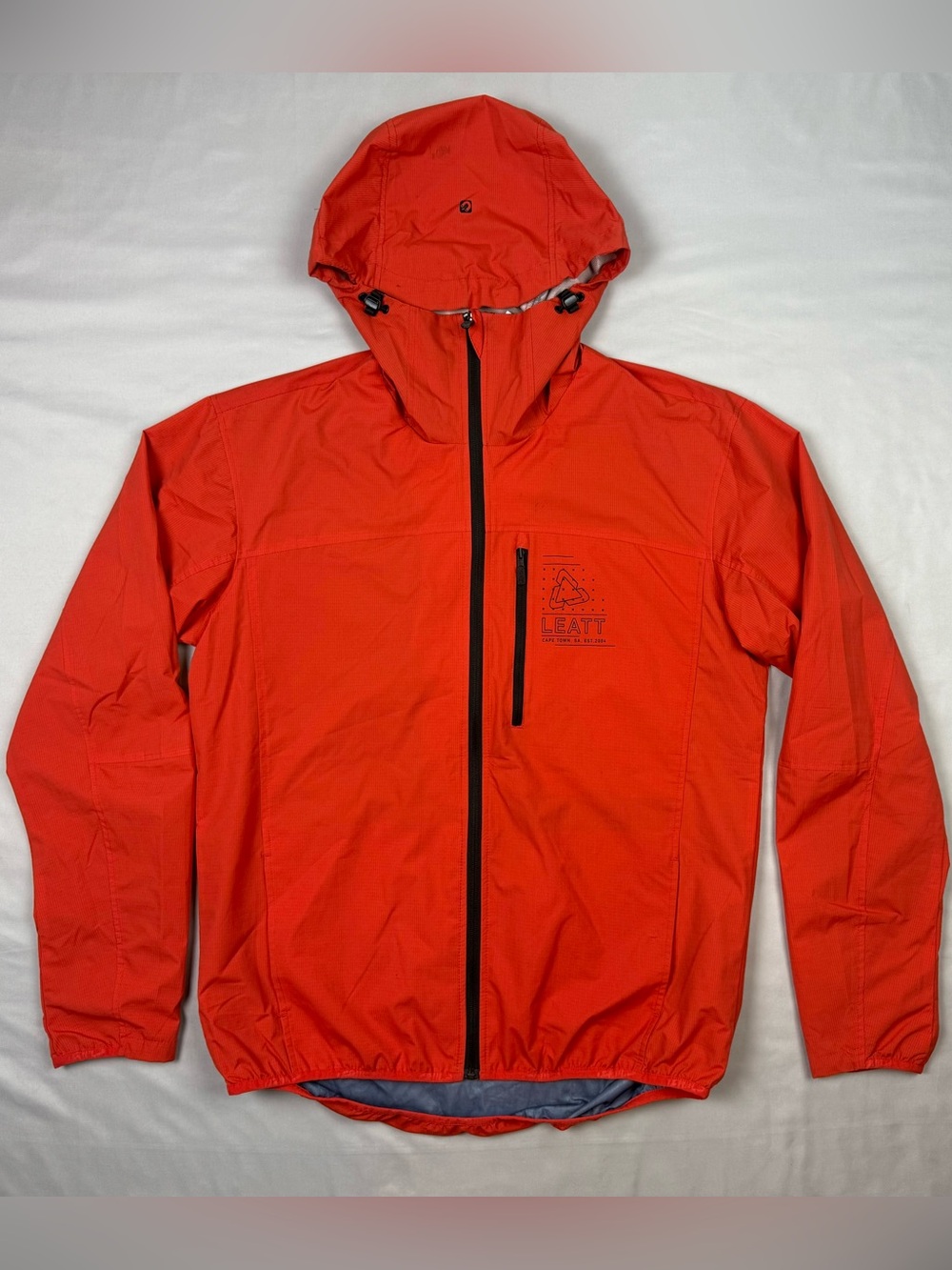 Leatt Mens HydraDri 2.0 MTB Rain Jacket XL Glow Red Orange Hooded Lightweight C5